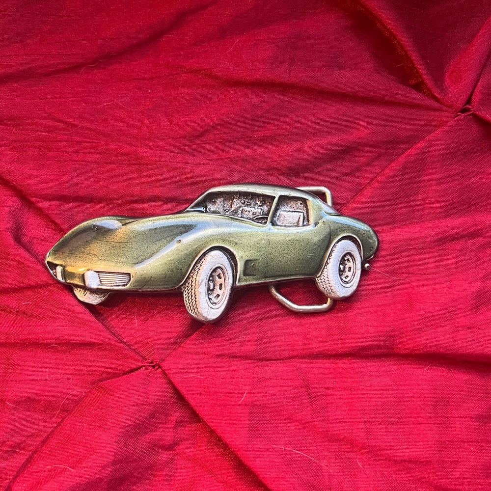 Vintage Corvette Car Bergamot Brass Belt Buckle